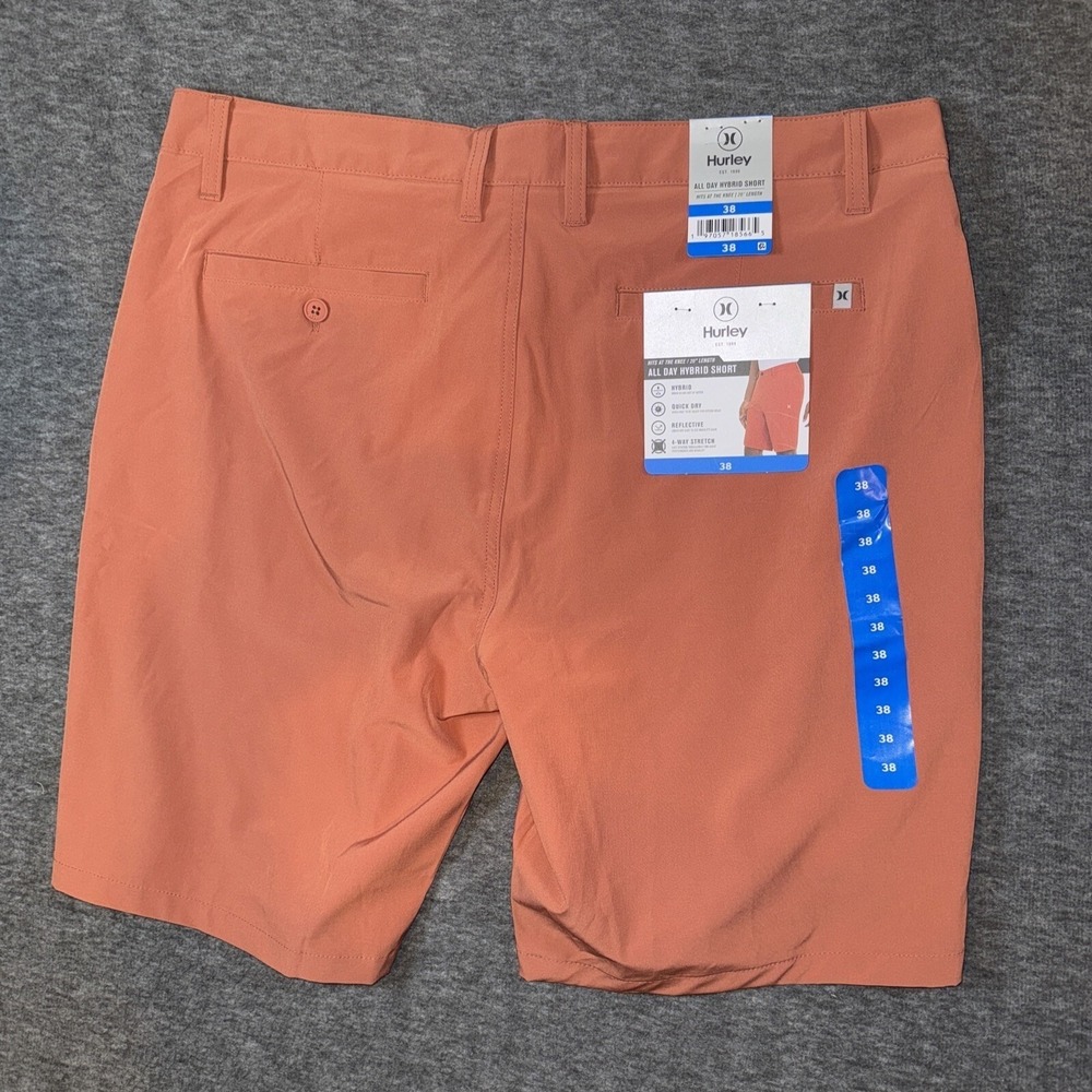 Hurley All Day Hybrid Short Redwood 4-Way Stretch Reflective Logo Mens Sz 38 NEW - Picture 6 of 8